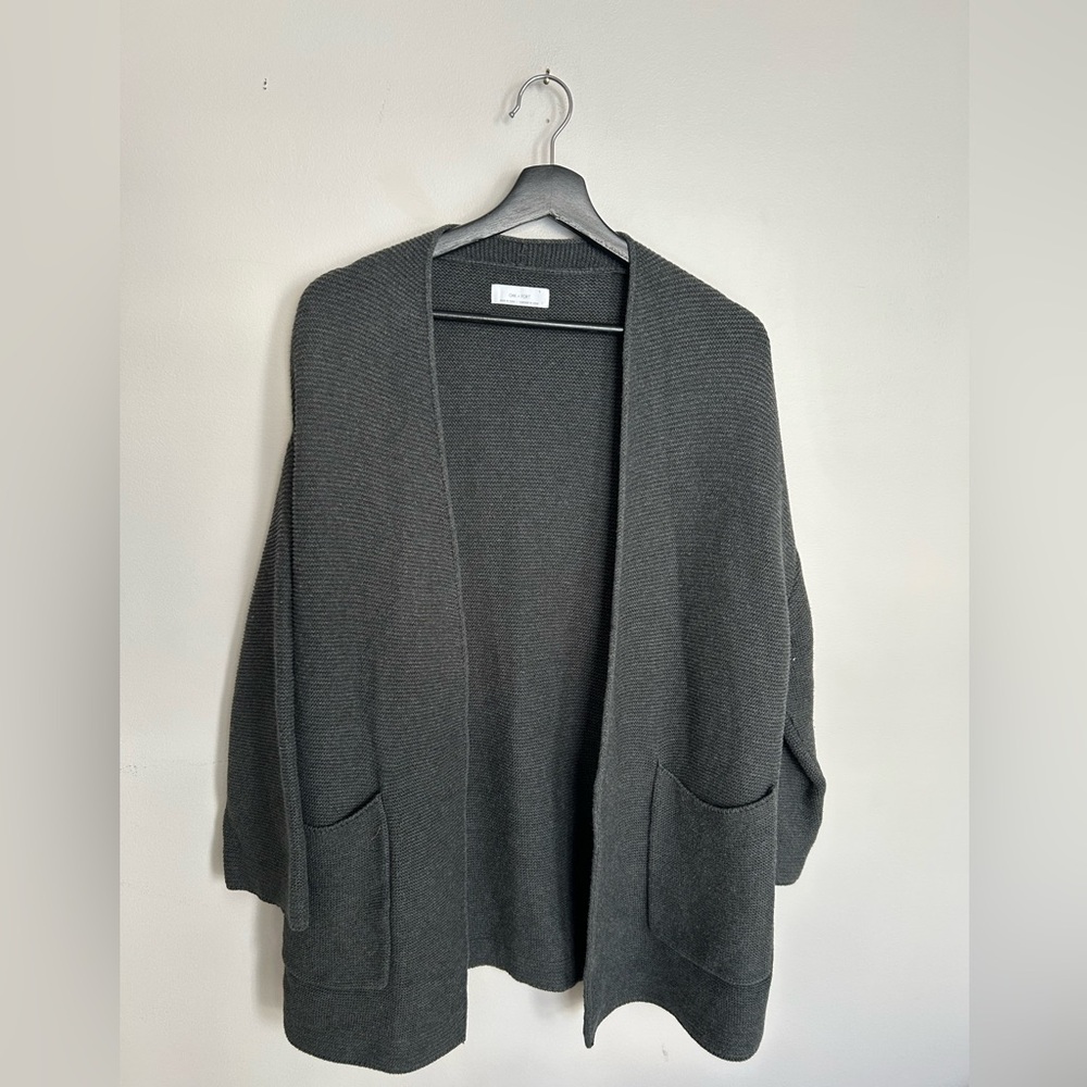 OAK + FORT Charcoal Open Cardigan